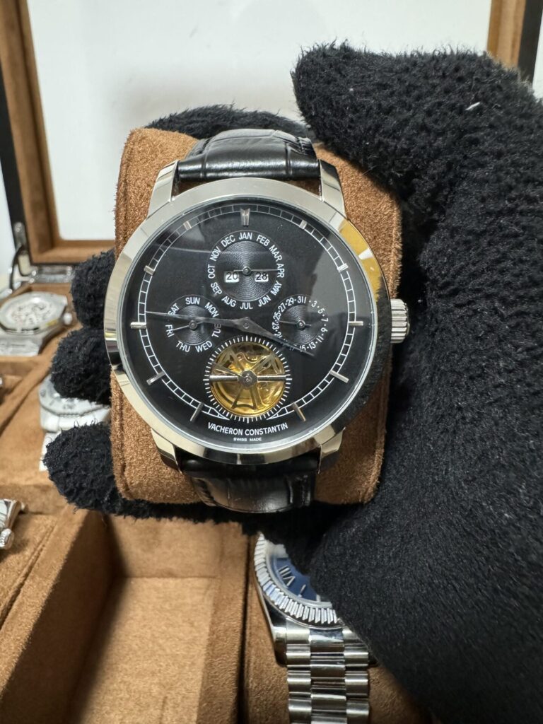 Relógio Luxo 43mm Automático Couro Vidro Safira